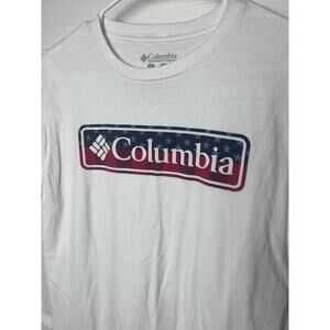 Columbia Sportswear T-Shirt White, Red/Blue logo, Men's size Medium